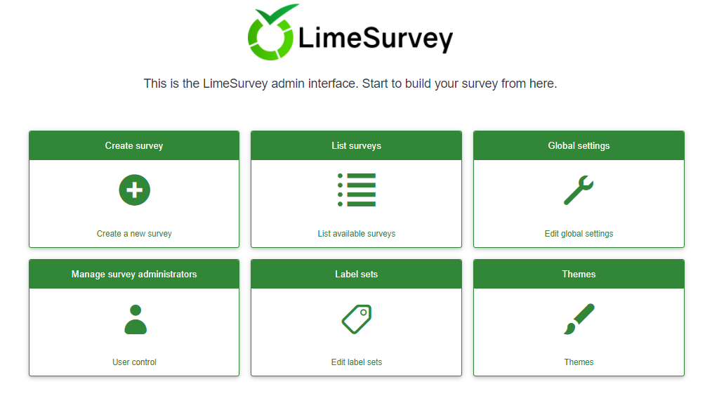 QSG LS3 LimeSurvey homepage.png